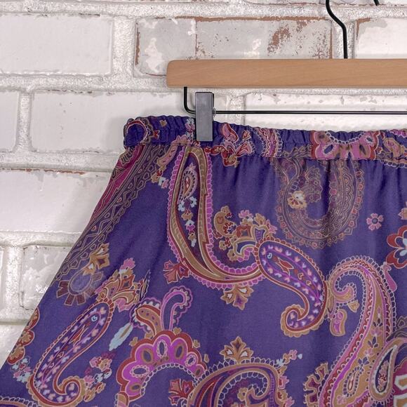 Coldwater Creek Purple Multi Paisley Flowy Layered Boho Whimsigoth Midi Skirt PL - Picture 7 of 9